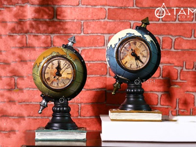 Mô hình quả địa cầu để bàn có đồng hồ Vintage MHVT-QDC-01